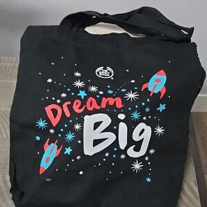 The Body Shop Black Tote Bag with Red and Blue Accents